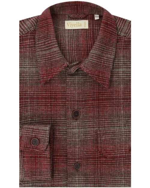Burgundy Tweed Look Shirt Jacket