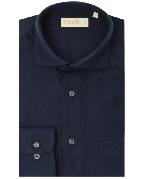 Navy Blue Plain Cotton Flannel • regular fit